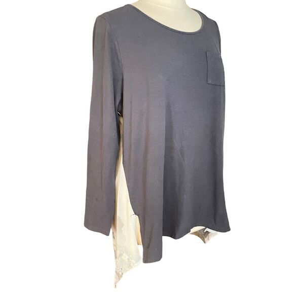 Soft Surroundings Tunic Top Size 1X Plus Long Sleeve Floral Watercolor Back HiLo - Picture 10 of 15